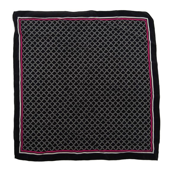 Casual Corner Navy Blue Square Silk Scarf 19" - Picture 3 of 6